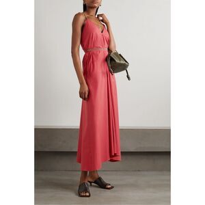 BRUNELLO CUCINELLI Poplin Maxi Dress With Monili Strap Detail In Red XS $4295